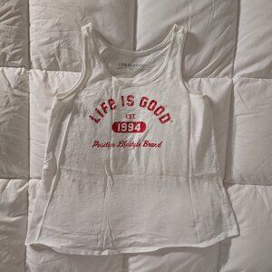 "Life is good" white tank top